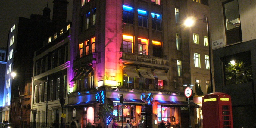 Soho is a famous spot to enjoy the vibrant nightlife at a rave party in Delhi, India.