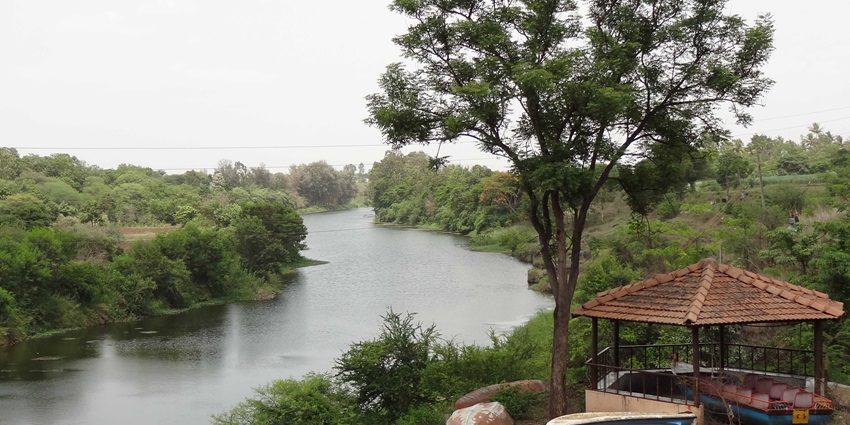 Image of Someshwar waterfall view from top - waterfall river flowing through the lush greenery