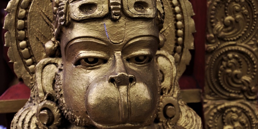A placid view of Sri Hanuman sculpture, dedicated to Lord Hanuman.