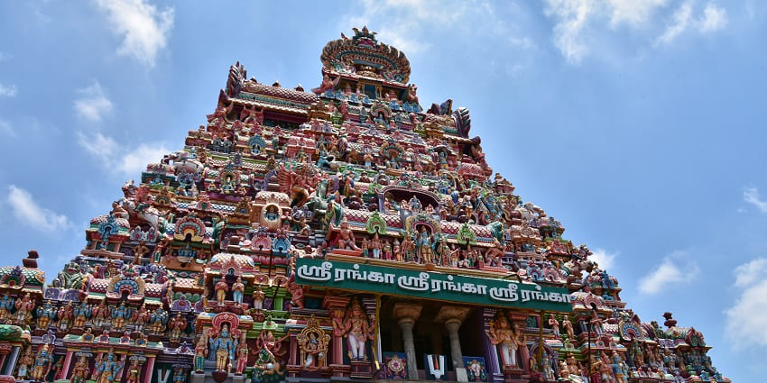 A view of the Ranganathaswamy Temple, one of the most famous temples in Tamil Nadu.