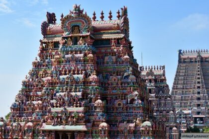 Scenic view of Ranganathaswamy Srirangam Temple against the clear blue sky