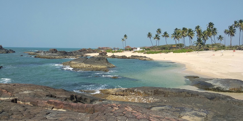 An astonishing view of the St. Mary's Island featuring golden sands and glistening waters.
