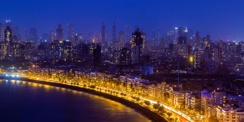 A serene evening view of Marine Drive with its famous promenade and sea views.