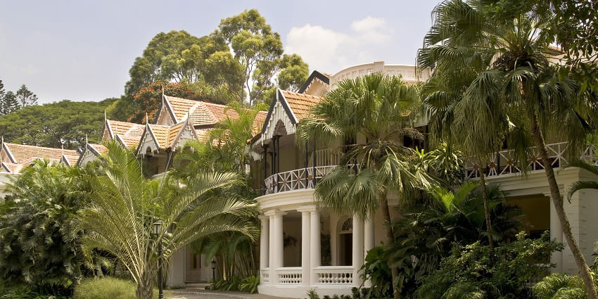 The beautiful scenery of the Taj resort, one of the best pool party places in Bangalore.