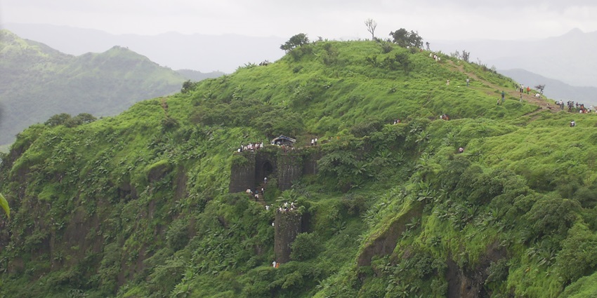 View of Sinhagad Fort atop a hill, a unique thing to see in Sinhagad Fort with friends