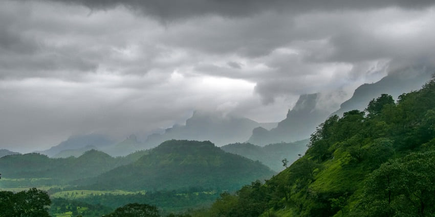 Sahyadri ranges as seen from Taramati Peak, a tourist attraction in Maharashtra.