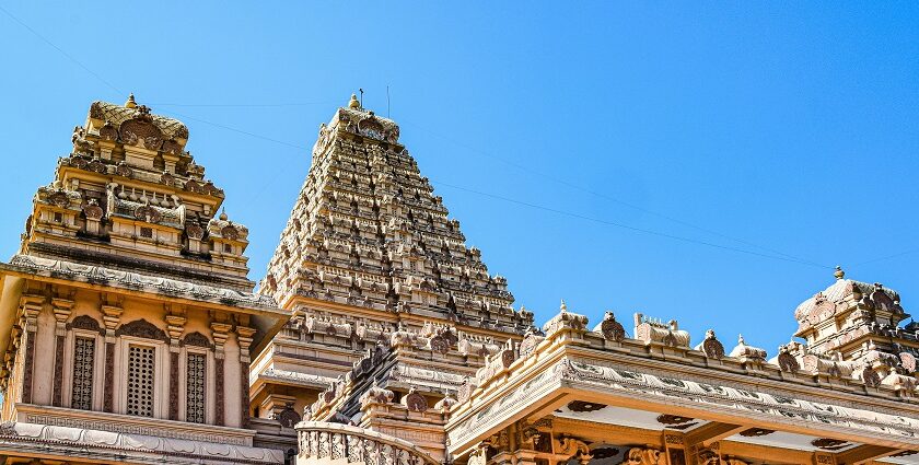 A breathtaking view of a stunning temple with different architecture during the daytime.