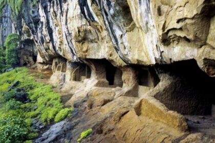 Thanale Caves, a unique tourist attraction near Maharashtra, showcasing intricate carvings.