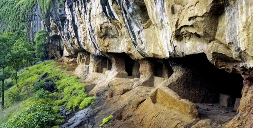 Thanale Caves, a unique tourist attraction near Maharashtra, showcasing intricate carvings.