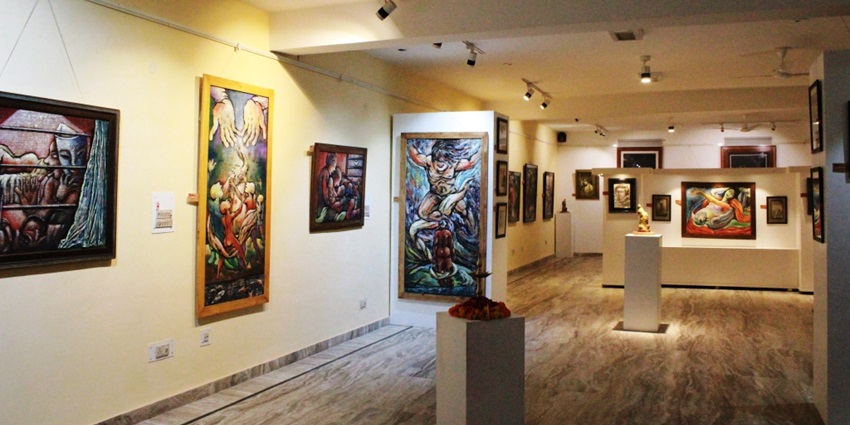 The Art House exhibiting contemporary art showcases the creativity of the artists here