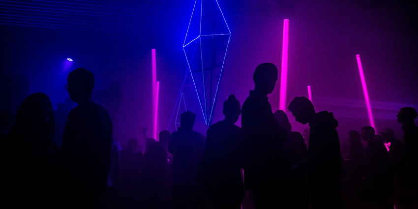 A DJ spinning techno at a party in Delhi.