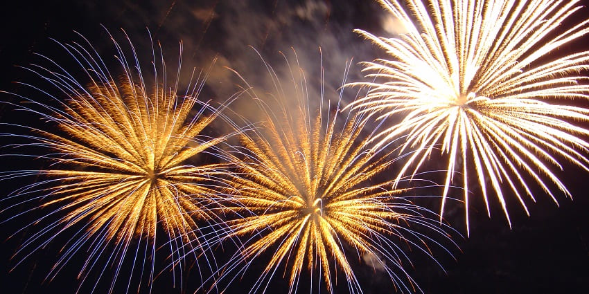 Stunning fireworks during a new year party in a resort near Mumbai.
