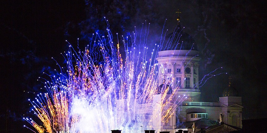 A merry picture of fireworks to signify new year parties in Thane
