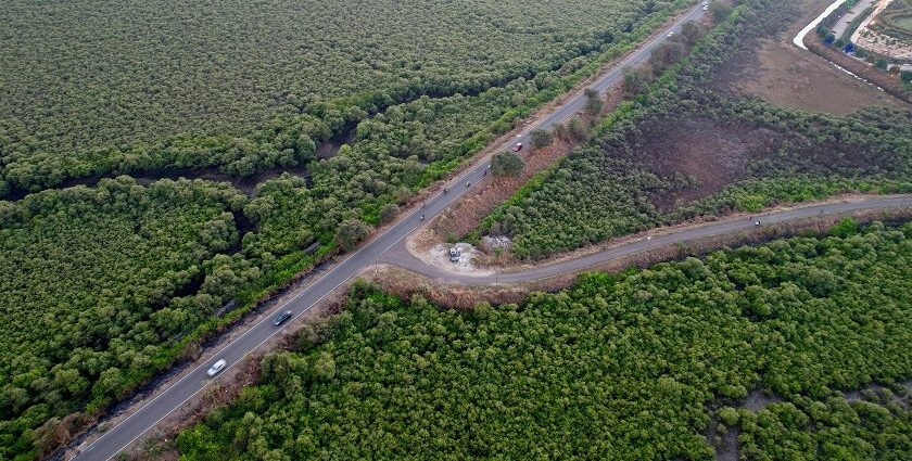 Aerial view of Navi Mumbai's Mahape area featuring modern buildings and greenery