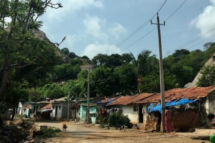 Local view of the Ramanagar district in Karnataka, showcasing the tiny huts in there.