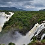 An image of the Landscape view of the divine Shivanasamudra Falls located in Karnataka.