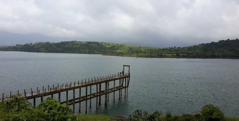 Birds-eye view of the Bhandardara Dam in pre monsoo– Things to do in Bhandardara