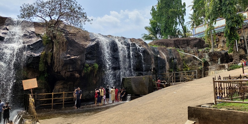 Soothing view of Thirparappu Waterfalls, an artificial waterfall with scenic beauty.