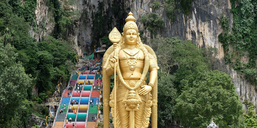 Beautiful hills and waterfalls surround Thirumoorthy Temple.