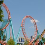 Inside Tiger eye adventure park, scene featuring a large rollercoaster