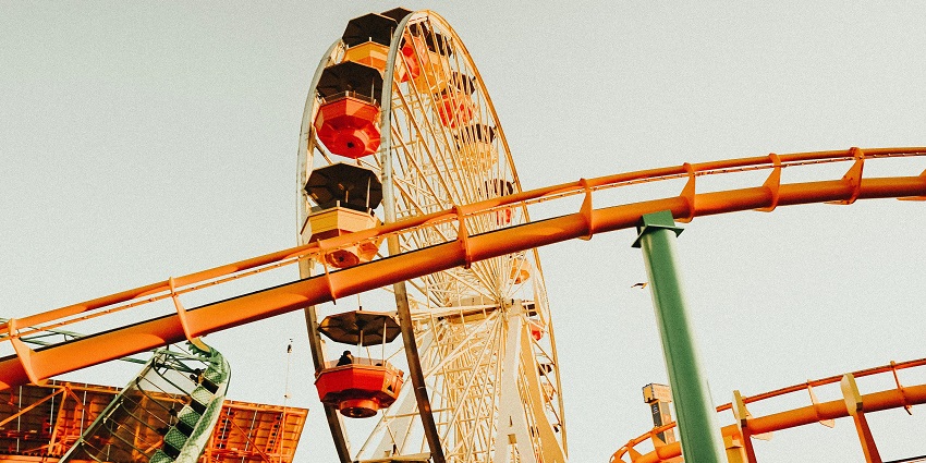 View of a big ferris wheel inside the amusement park