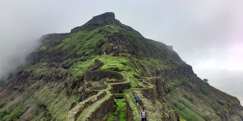 A picture of Torna fort from Zunjar Machi, captured during trekking in Pune, Maharashtra.
