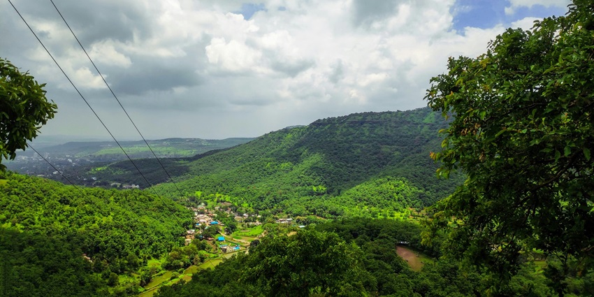 View of Sinhagad Fort, a popular trekking spot and one of the top things to do in Pune.