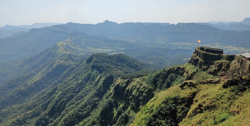 A picture of Maharashtra's Western Ghats with trekking forts dotting the landscape.