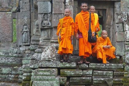 A group of monks at Turtuk monastery.