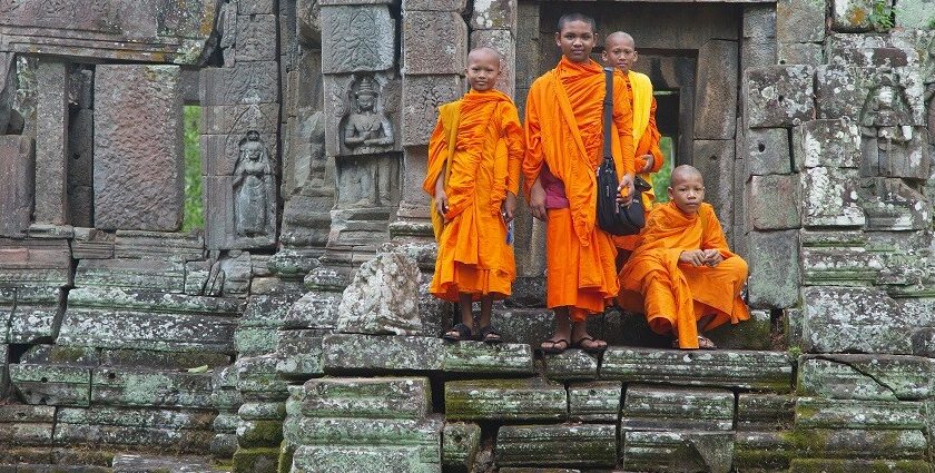 A group of monks at Turtuk monastery.