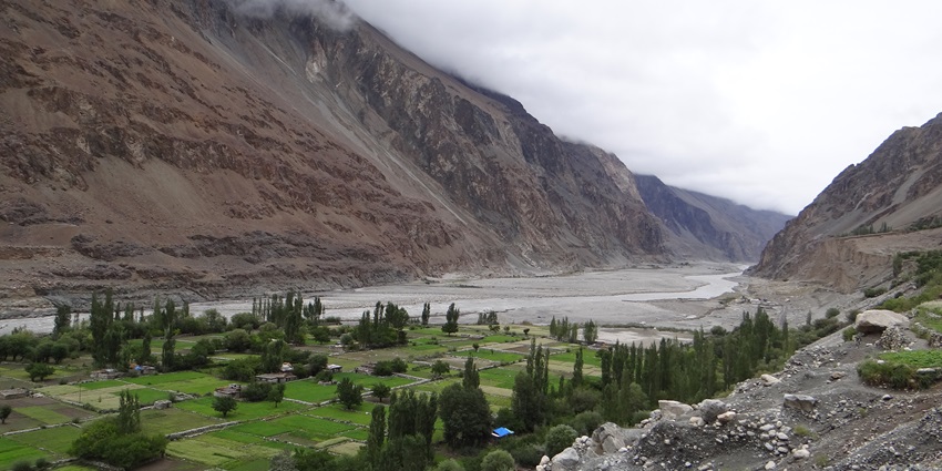 View of River Shyok near Turtuk Village in Ladakh District, Jammu and Kashmir State, India