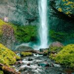 Beautiful view of Ulakkai Aruvi Waterfalls in the district of Kanyakumari in Tamil Nadu.