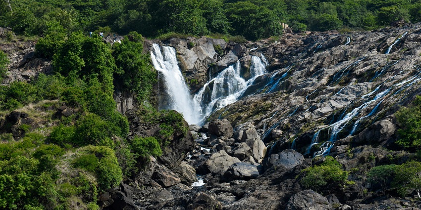 Unchalli Falls, among the best places to visit in Sirsi around lush green landscapes.