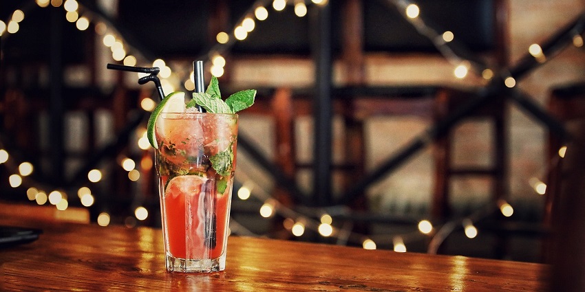 A beautiful display of assorted drinks in a bar for travellers to taste.
