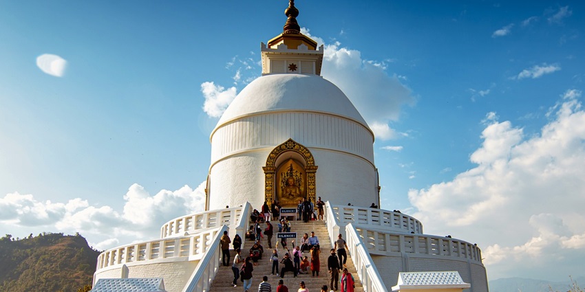 View of the temple, a symbol of holiness, with its scenic surroundings.