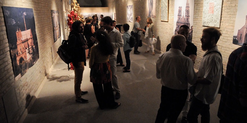 Visitors at the Vaibhav Fine Arts gallery in Nagpur where you can view traditional paintings
