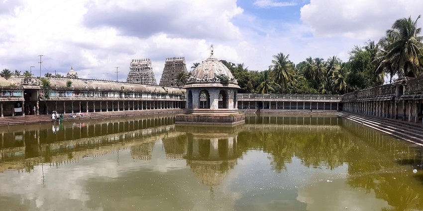 Panoramic view of the Vaitheeswaran Temple - one of the navgaraha temples in Kumbakonam.