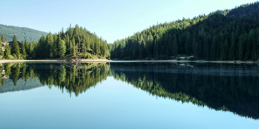 Landscape view of a beautiful lake similar to the Valankulam Lake situated in Coimbatore.