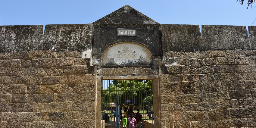 Vattakottai Fort, a historical coastal fort built during the Travancore kingdom.