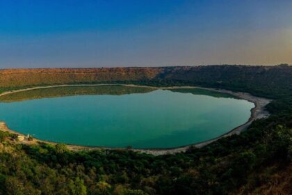 Birds eye view of the beautiful lake at Vidarbha which is one of the best places to visit in Vidarbha