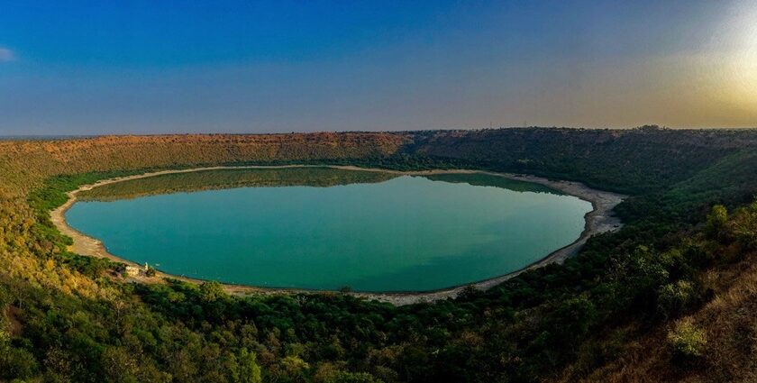 Birds eye view of the beautiful lake at Vidarbha which is one of the best places to visit in Vidarbha