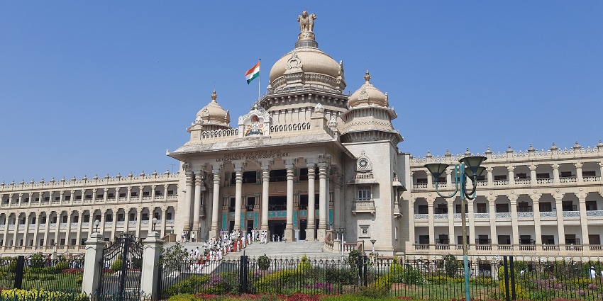 The architecture of Vidhana Soudha, located in Bangalore.