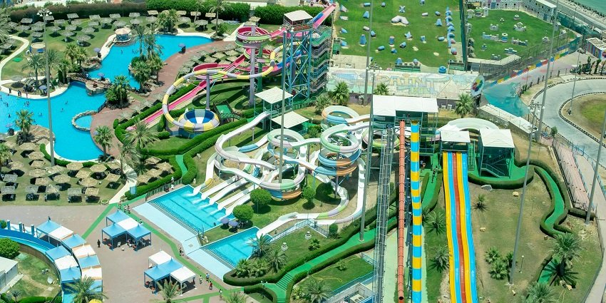 A view of multiple pools and winding slides showcasing a top water park in Vasai Virar for families