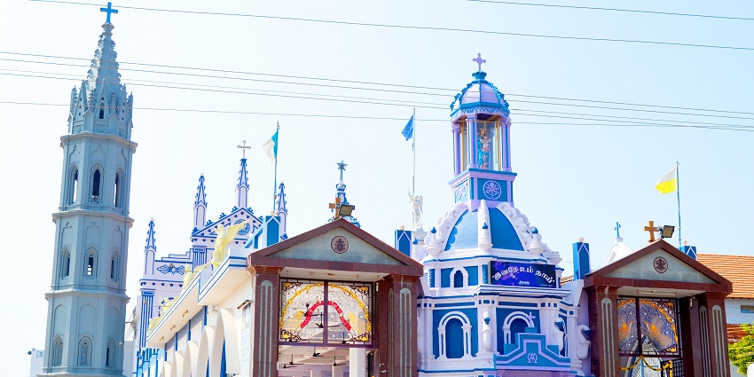 A view of the Our Lady of Snows Shrine, one of the spiritual things to do in Thoothukudi.