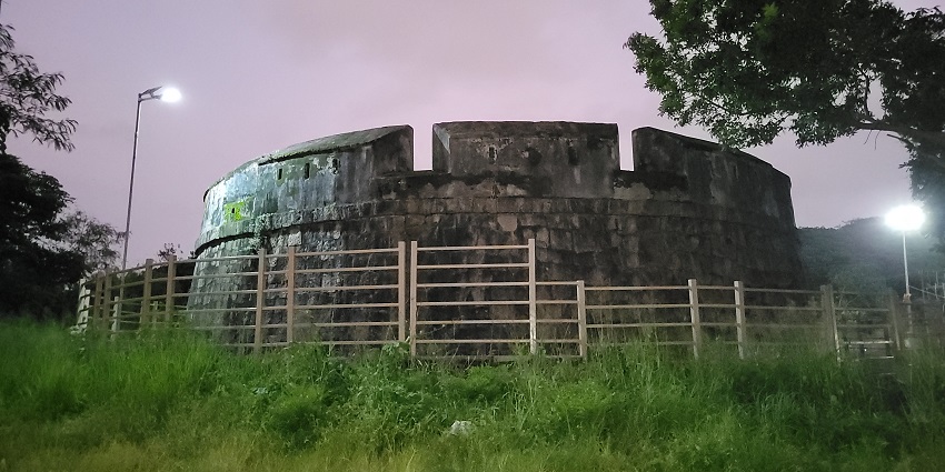 The historical Sultan Battery in Mangalore is surrounded by greenery.