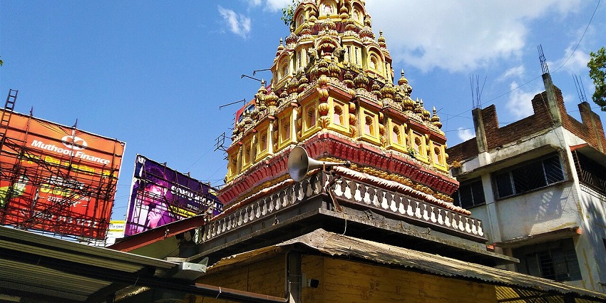Picturesque view of Vitthal Mandir with blue sky background and white clouds during day time
