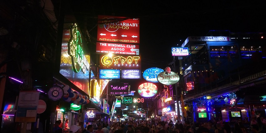 Walking Street, Pattaya, the best place in Thailand for party with food, shops, and nightlife attractions