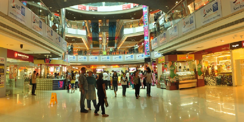 Exterior view of Oberon Mall, showcasing its modern architecture, vibrant storefronts