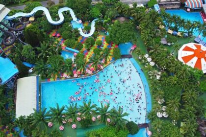 Aerial view of a water park - list of the best waterparks in visakhapatnam to enjoy a breezy day out