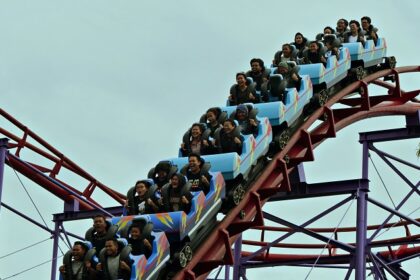 A thrilling roller coaster ride at a theme park, one of the exciting water parks in Kathmandu.